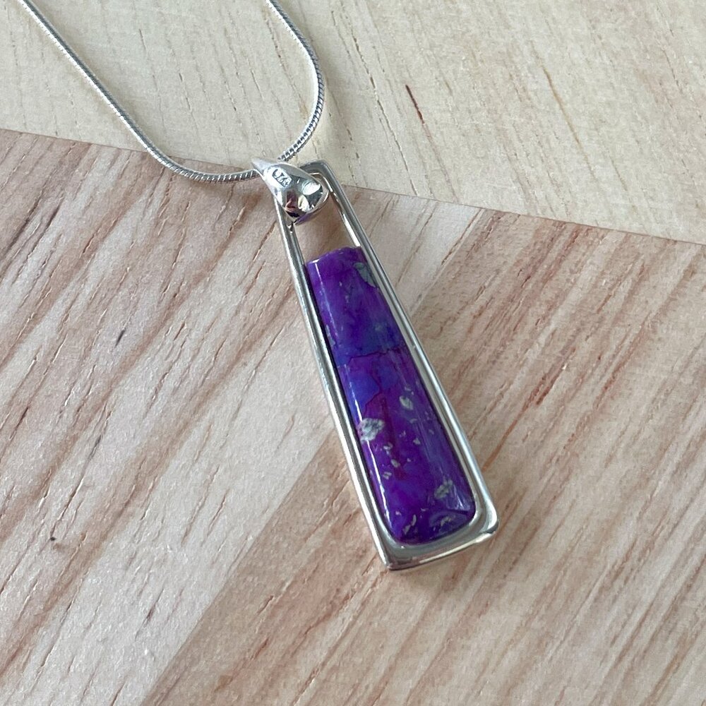 Sterling Silver Necklace with Purple Stone Pendant